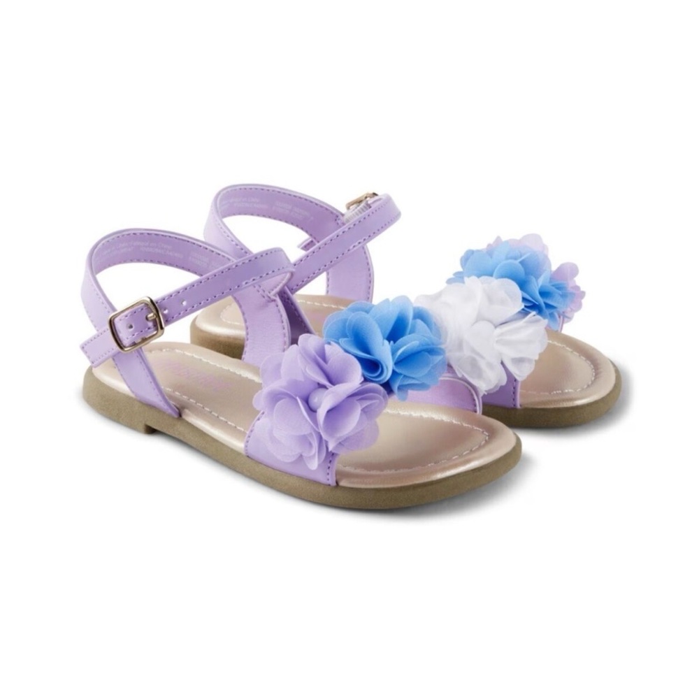 NWOT Gymboree Purple Blue & White Spring Blooms Floral Sandals Toddler Size 8